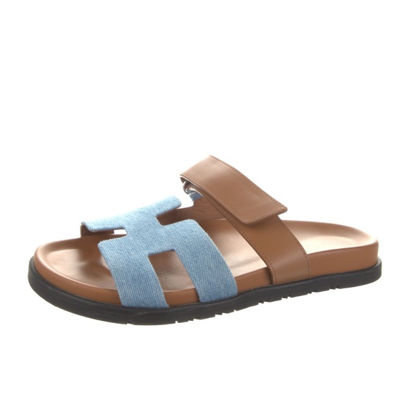 Hermes Chypre Sandals gold and Jean 39 - Picture 4 of 8